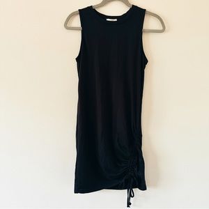 Como Blu Black Cotton Mini Sleeveless Casual Dress - Tie Ruched Detail